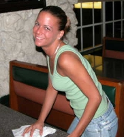 The lovely Tracy makes our drinks.